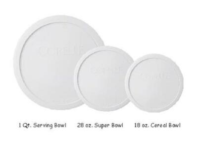 Corelle White Plastic BOWL COVERS Choice of: 1 Qt, 28-oz, 18-oz, Petite, Grab It