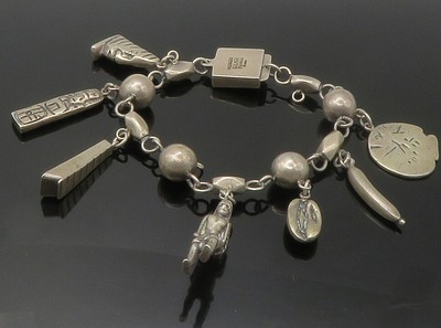 HORACIO DE LA PARRA MEXICO 925 Silver - Vintage Assorted Charm Bracelet - BT5769