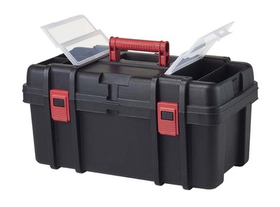 22-inch Toolbox, Plastic Tool and Hardware Storage, Black