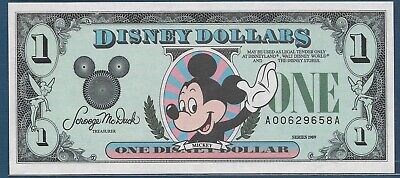 Disney Mickey $1, 1989, S/N : A00629658A, UNC