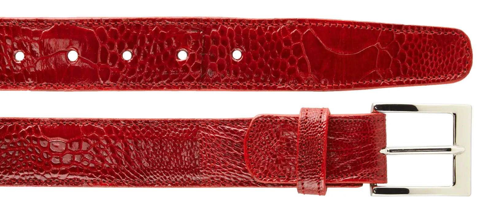 Pre-owned Belvedere Men's  Belt Genuine Ostrich Leg Up To Size 44 2000 Red