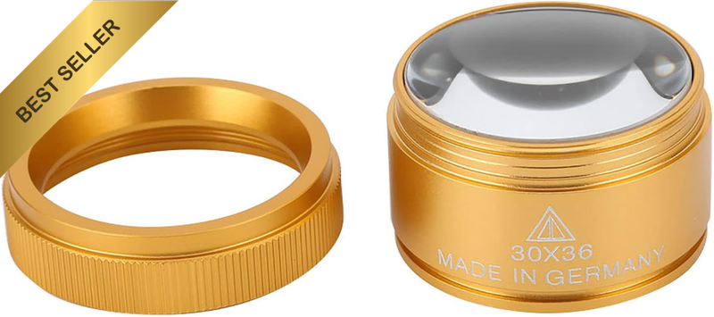 Handheld 30X Magnifying Glass for Watchmaking, Compact and Lightweight, Gold, 1.