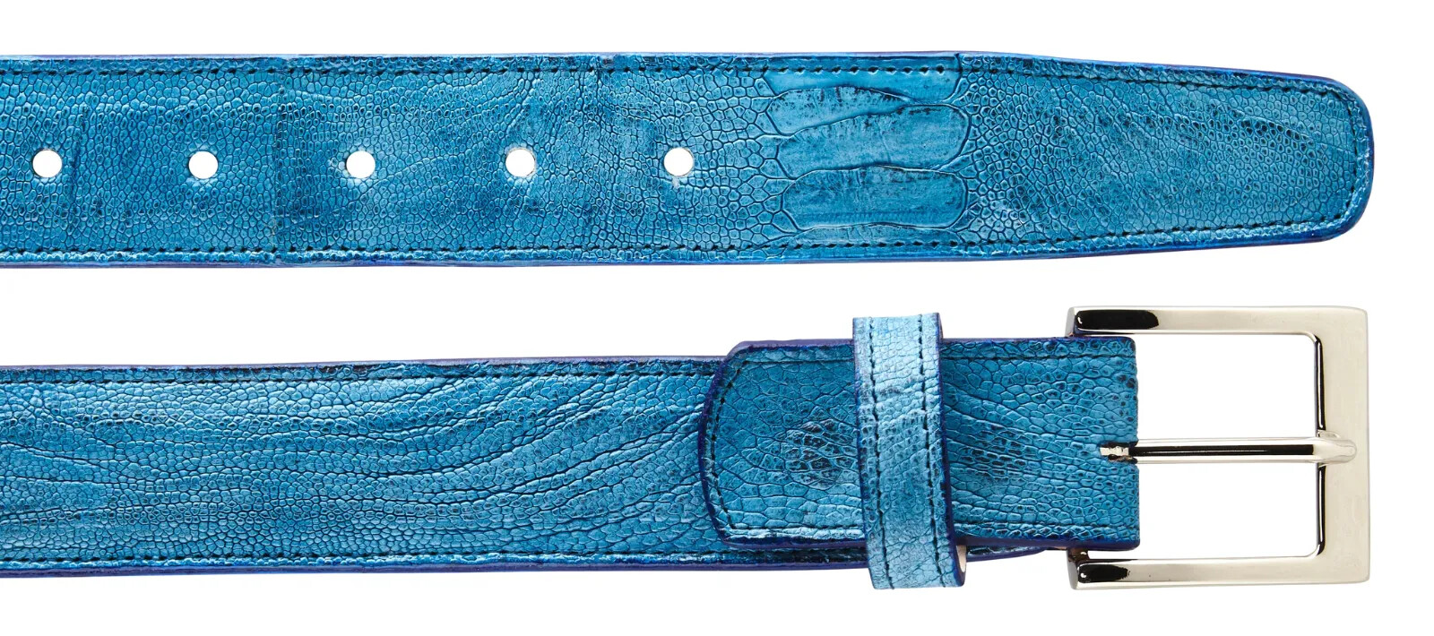 Pre-owned Belvedere Men's  Belt Genuine Ostrich Leg Up To Size 44 Style 2000 Ocean Blue