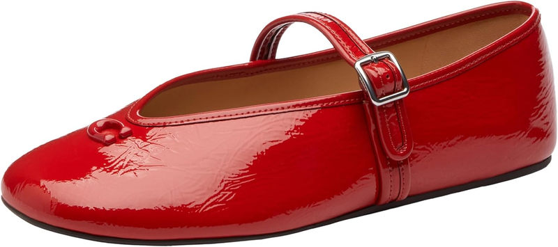 Coach Womens Sculpted C Crinkle Patent Leather Soft Mary Jane