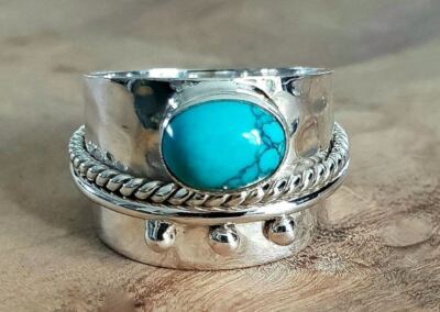 Blue Turquoise 925 Sterling Silver Christmas Gift Ring Jewelry All Size EE-258