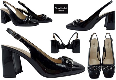 Pre-owned Nerogiardini Women's Nero Giardini E409490d Elegant Casual High Heel Black Shoes