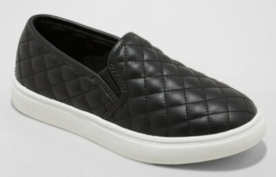 NEW Cat & Jack Girls Kids Maha Style Quilted Black Twin Gore Sneakers Shoes Sz 1