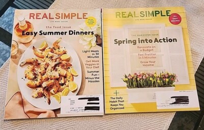 Real Simple Magazines May + July, 2018 Summer Dinners ~ Spring Into Action ~ NEW