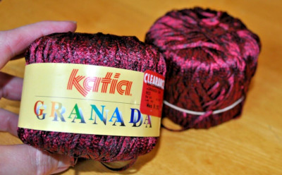 2 skeins KATIA GRANADA YARN Dark Red 50 gram 140 yards ea