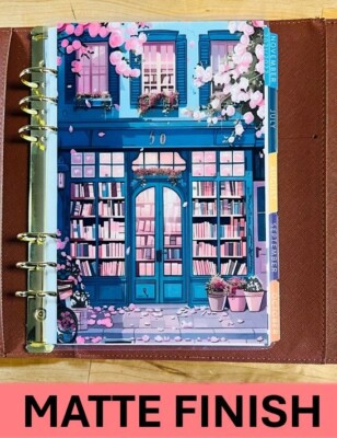 MATTE Cute Bookstore Front Cover Set 4 use with Erin Condren A5 Ring Binder*