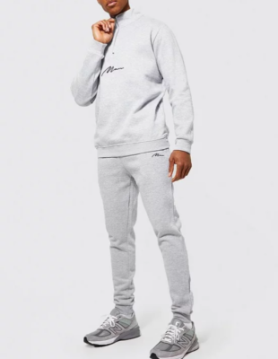 Boohooman tracksuit hotsell grey