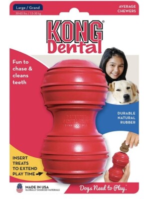 KONG Dental Dog Toy for Large Dogs   Durable Rubber Teeth & Gum Cleaner