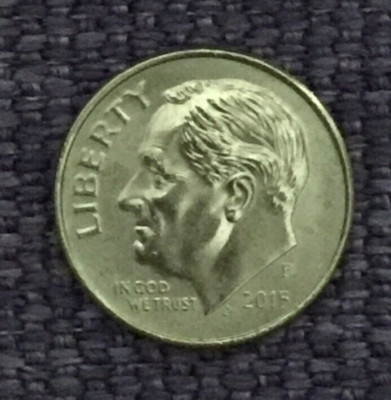 2015 P Roosevelt dime, actual coin in picture  free S/H