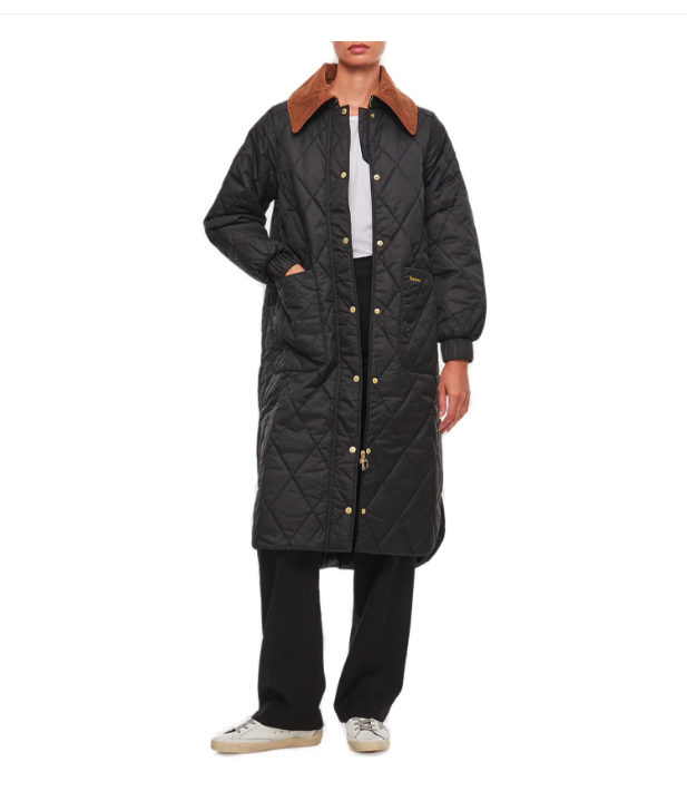 Pre-owned Barbour Marsett Longline Quilted Msrp$420 Warm Attractive Practical Comfortable In Black & Sage Tartan