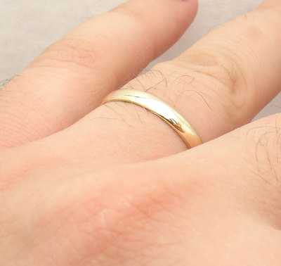 Pre-owned Bestgoldshop 3mm Solid Domed All Shiny Plain Wedding Band Ring Real 14k Yellow Gold