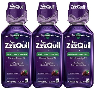 ZzzQuil Nighttime Sleep-Aid Liquid Berry Flavor (12 fl. oz., 3 pk.)