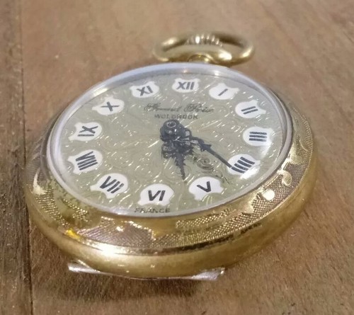 Antique VTG Holbrook Grand Prix French Ladies Pocket Watch Decorative Case Works