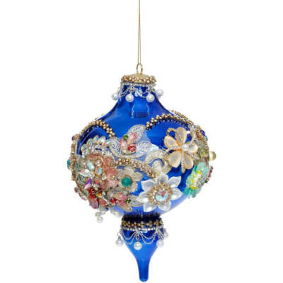 King's Jewels Finial Ornament Blue 8''