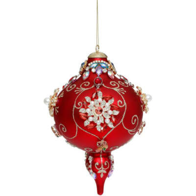 King's Jewels Finial Ornament Red 8''