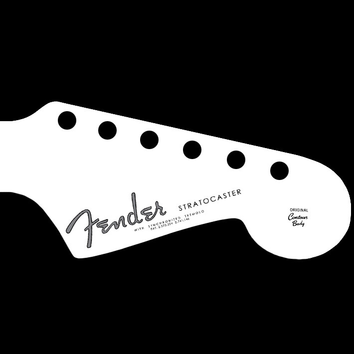 Fender 1962 Stratocaster Strat OCB ST Waterslide Headstock Decal SILVER + BLK
