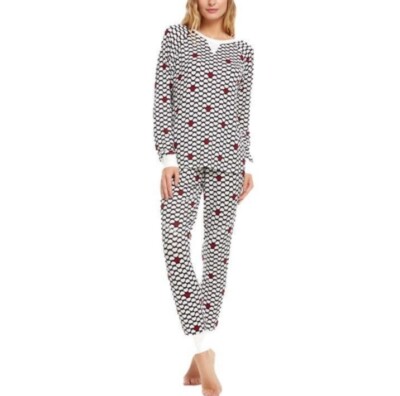Flora Nikrooz 2Pc Ivory Heart Loungewear Pant Set: XSmall