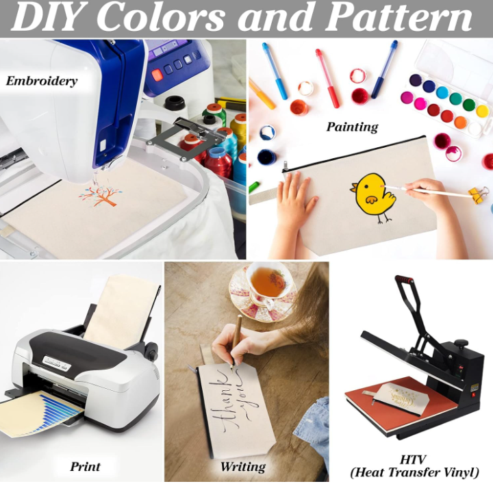 50 PACK! Blank Canvas Cosmetic Bags, Bulk Lot Heat Transfer Sublimation Makeup