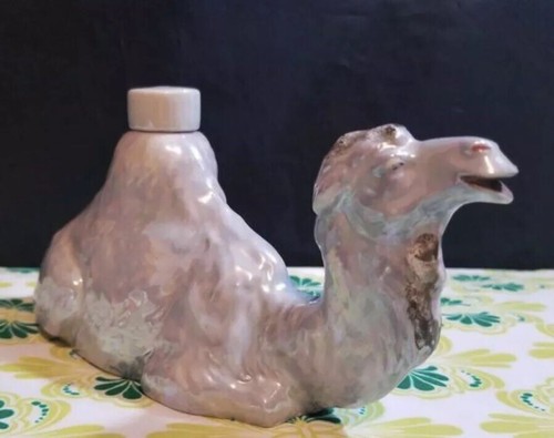 Vintage Lustreware Camel Decanter / Porcelein Bottle Made In Germany 1920s