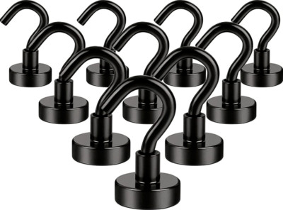 10 Pack Magnetic Hooks Heavy Duty Strong Black Magnet Hook for Home Office