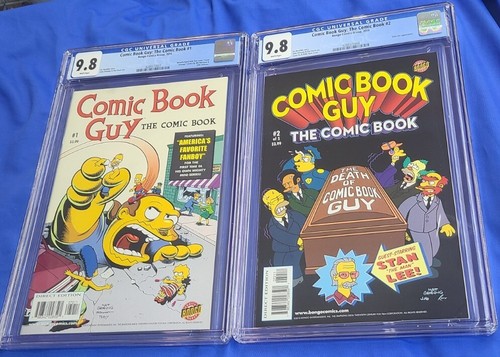 COMIC BOOK GUY #1 & 2 Simpsons, Stan Lee 2010 Bongo CGC 9.8