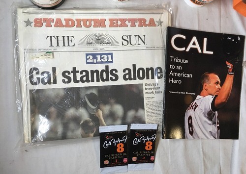 Baltimore Orioles & Cal Ripken Baseball Memorabilia Cards Cups Bag April 8 1991
