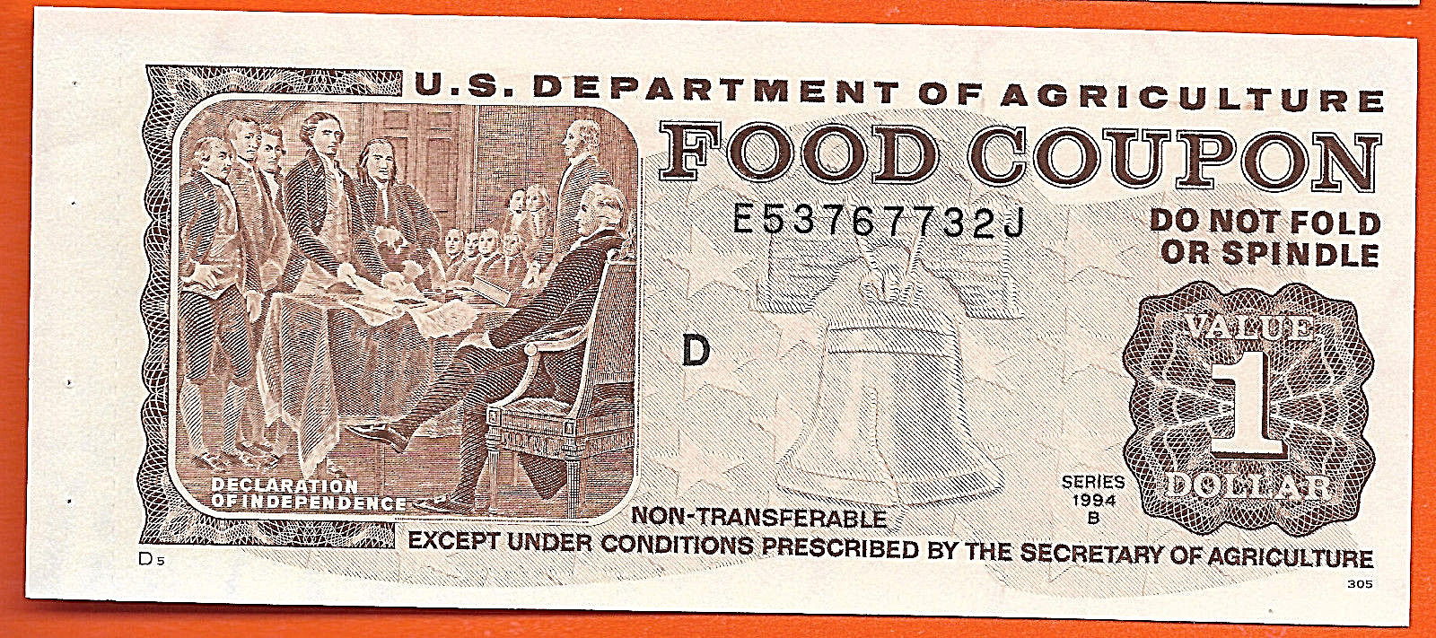 FOOD STAMP COUPON  GEM UNC THREE COUPONS $10. $5. $1. with book end tab USDA