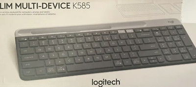 Logitech K585 Multi-Device Slim Wireless Keyboard, Built-in Cradle, Graphite