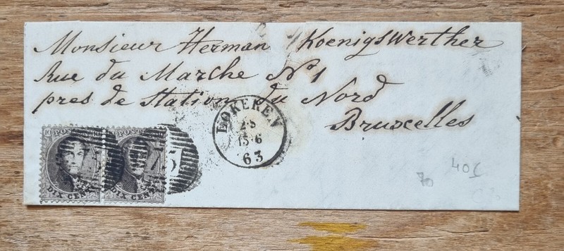 Lettre Belgique 1863 Roi Leopold 1er 10 Cent Lokeren Pour Bruxelles