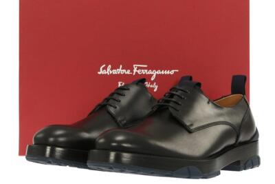 НОВЫЕ ЧЕРНЫЕ КОЖАНЫЕ ТУФЛИ НА ШНУРОВКЕ SALVATORE FERRAGAMO CURRENT FULGOR 7 EEE