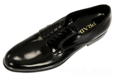 

НОВЫЕ КЛАССНЫЕ ОКСФОРДЫ PRADA MILANO РОСКОШНЫЕ ЧЕРНЫЕ КОЖАНЫЕ ТУФЛИ 9,5/США 10,5, Черный