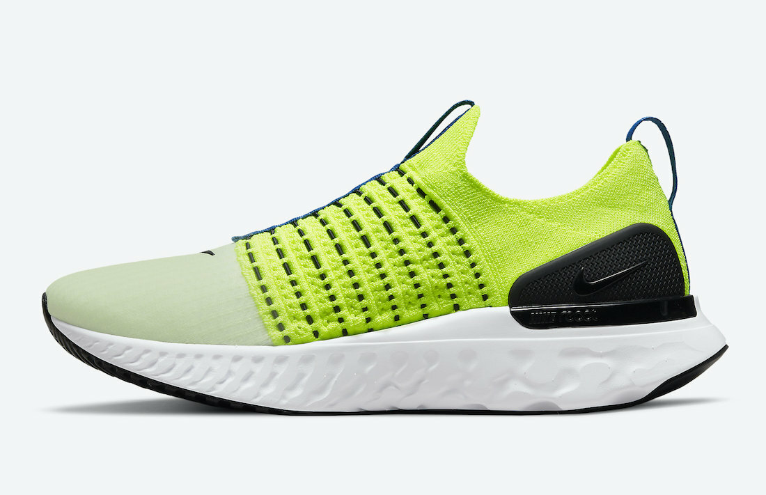 

Мужские кроссовки Nike React Phantom Run FK Flyknit 2 Volt Neon Green Black White DM7603-700, Зеленый, Nike React