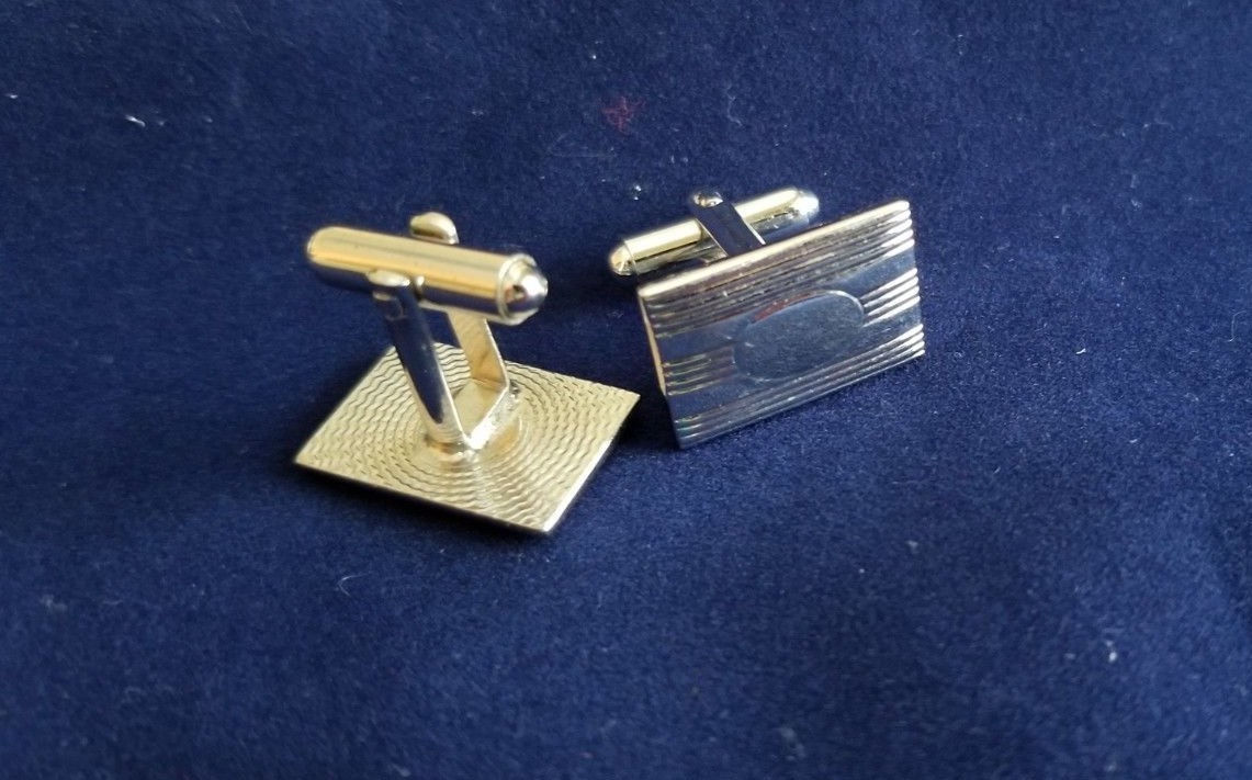 Men's Cufflinks Silver Tone Rectangle Engravable Unique 3/4