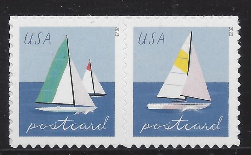 US Stamps 2023, Forever Sailboats Postcard Rate horizontal pair Scott #5747-5748