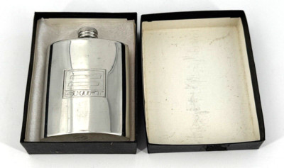 Vintage Alchemy Sheffield England Pewter Flask Embossed ''Shift''