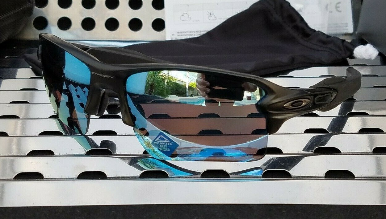 Pre-owned Oakley 9188-5859 Flak 2.0 Xl Sunglasses Matte Blk /prizm Deep H2o Polarized In Blue