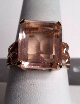 SETA 925 STERLING SILVER VERMEIL AND YELLOW PINKISH GEM  RING SIZE 10