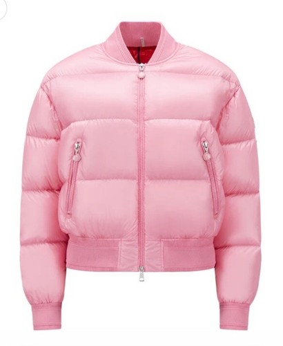 Pre-owned Moncler Merlat Puffer Bomber Jacket Pink Size 2