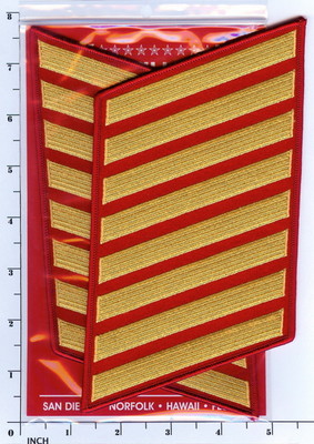 USMC 8 Bars gold/red HASH MARKS Service Stripes PATCH set Marines Chevrons Blues