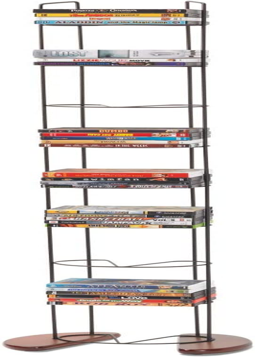 Wire Frame Media Tower 93 DVD Storage Rack Wide Base Black M