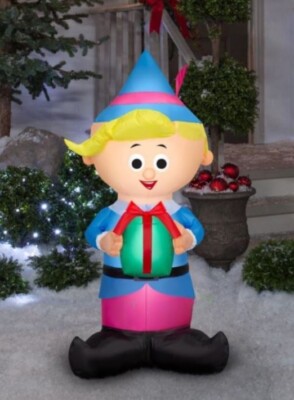 4' GEMMY HERMEY THE DENTIST ELF FROM RUDOLPH AIRBLOWN LIGHTED YARD INFLATABLE