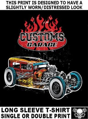 Old School Customs Garage Hot Rat Rod Sedan Outlaw 3 Deuces Skull T-shirt AB77