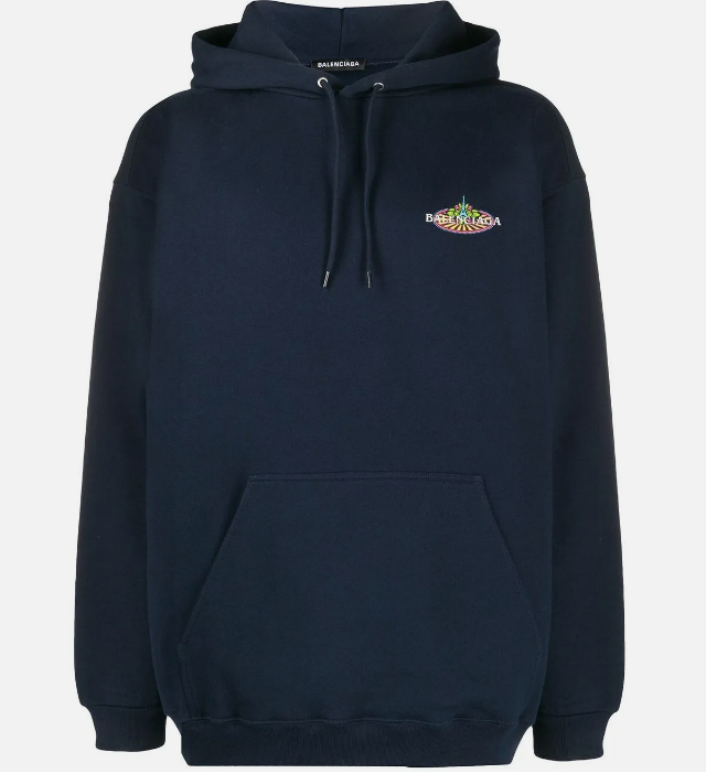 正規品　BALENCIAGA ネイビー パーカー BONJOUR サイズM Authentic Balenciaga Men's Oversized Bonjour Hoodie Navy