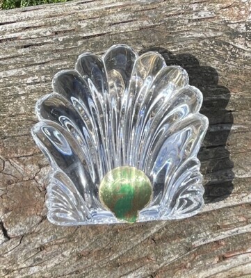 NEW Vintage Waterford Crystal Clear Paperweight Clam Shell Shaped 3  Seashell