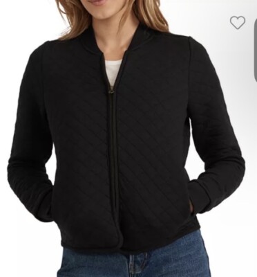 New $138 Marine Layer Women Medium Blue Corbet Quilted Bomber Jacket Zip XX7