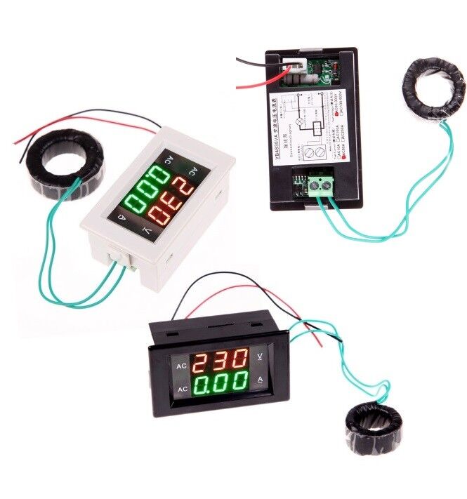 Ac Digital Ammeter Voltmeter Lcd Panel Amp Volt Meter 100a 300v 110v 220v